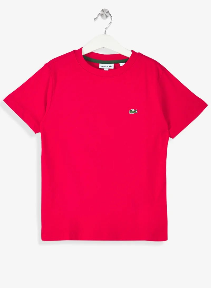 لاكوست تيشيرت أطفال بياقة دائرية وشعار