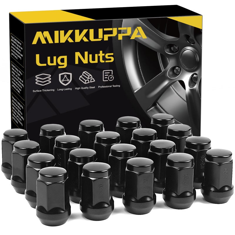 MIKKUPPA 1220 Lug Nuts Replacement for 19872018 Jeep Wrangler JK 20022012 Jeep Liberty 19932010 Jeep Grand Cherokee Aftermarket Wheel 20pcs Black Closed End Solid Lug Nuts