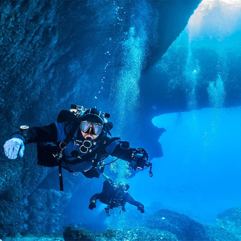 EXP VISION قناع الغوص تحت الماء بانورامي HD، نظارات الغوص المضادة للضباب، قناع زجاجي مقسى للغوص للبالغين والشباب مع غطاء للأنف للغوص، الغطس، السباحة (إطار أسود - عدسة زرقاء) - Image 5