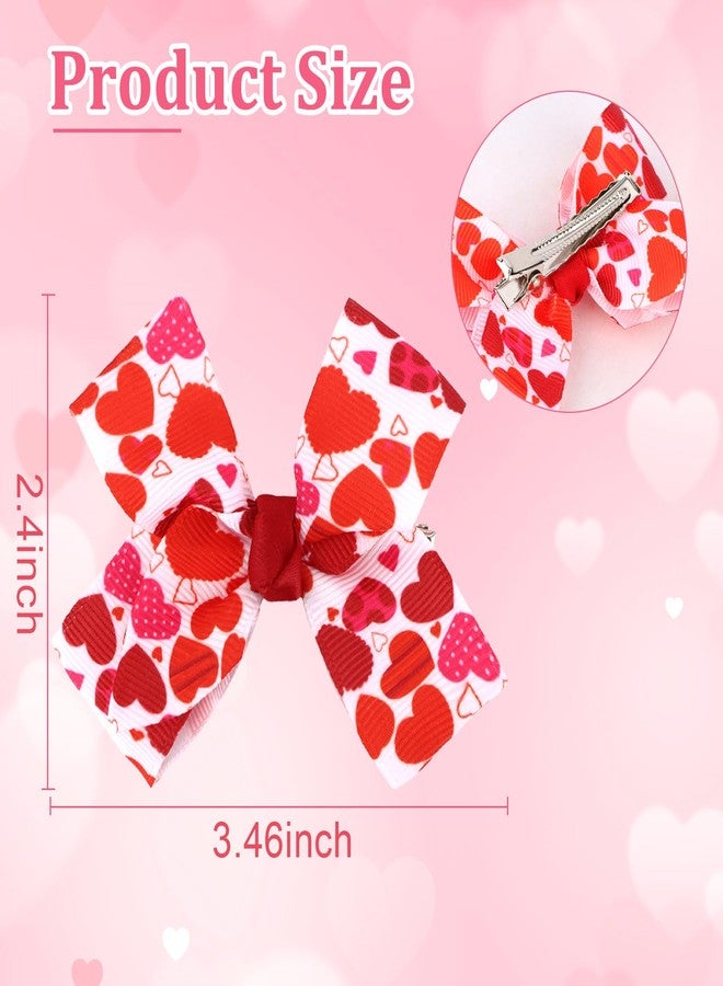 ACO-UINT Valentine Hair Bows for Girls, 2 Pcs Red Heart Print Hair Clips, Cute Valentine’s Day Hair Accessories for Little Girls, Hair Barrettes Alligator Clips - Image 2