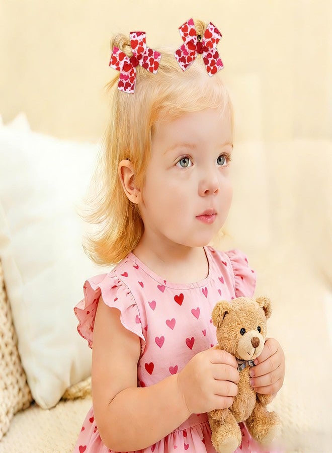 ACO-UINT Valentine Hair Bows for Girls, 2 Pcs Red Heart Print Hair Clips, Cute Valentine’s Day Hair Accessories for Little Girls, Hair Barrettes Alligator Clips - Image 4