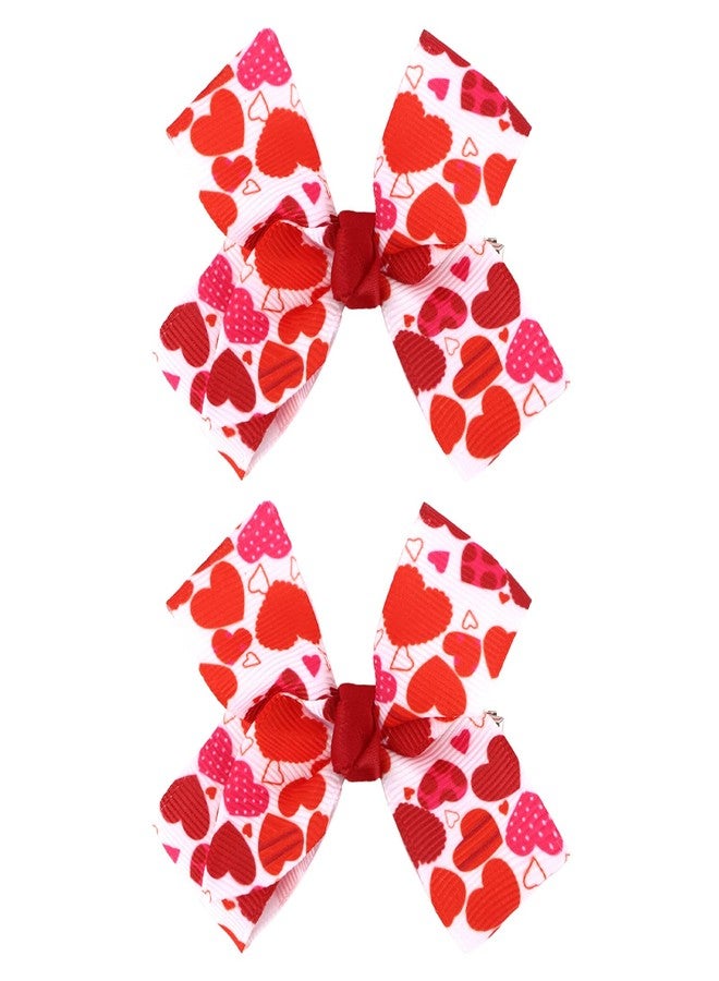 ACO-UINT Valentine Hair Bows for Girls, 2 Pcs Red Heart Print Hair Clips, Cute Valentine’s Day Hair Accessories for Little Girls, Hair Barrettes Alligator Clips - Image 1
