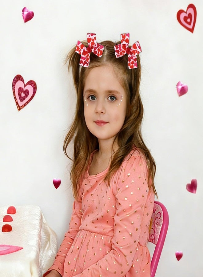 ACO-UINT Valentine Hair Bows for Girls, 2 Pcs Red Heart Print Hair Clips, Cute Valentine’s Day Hair Accessories for Little Girls, Hair Barrettes Alligator Clips - Image 3