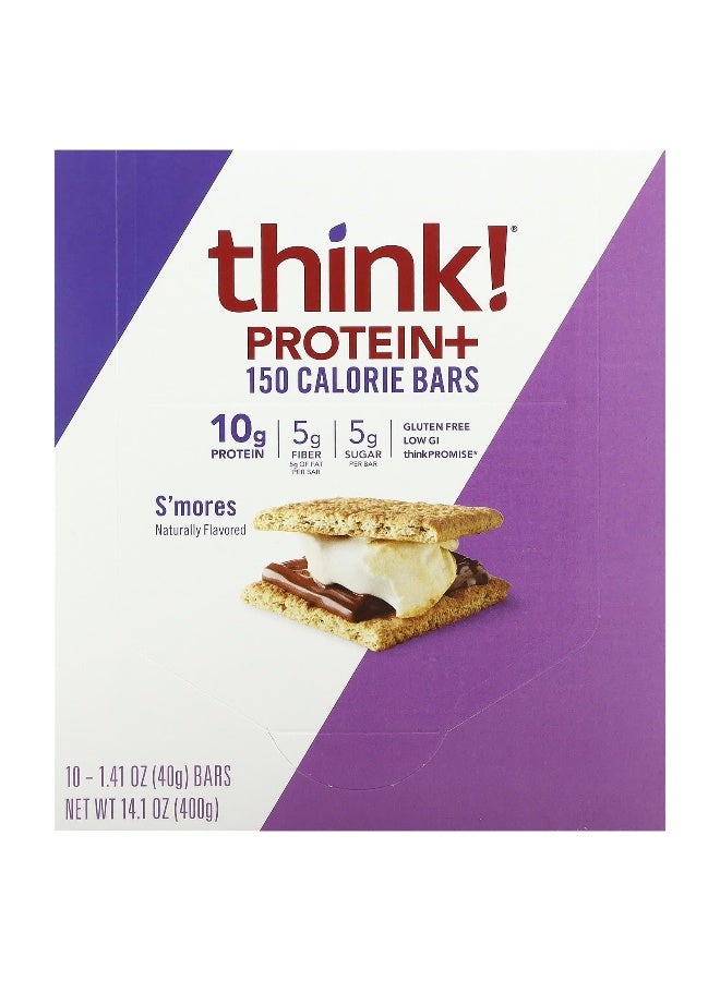 think! Think !, Protein+ 150 Calorie Bars, S'mores, 10 Bars, 1.41 oz (40 g) Each (Packaging may vary) - Image 1