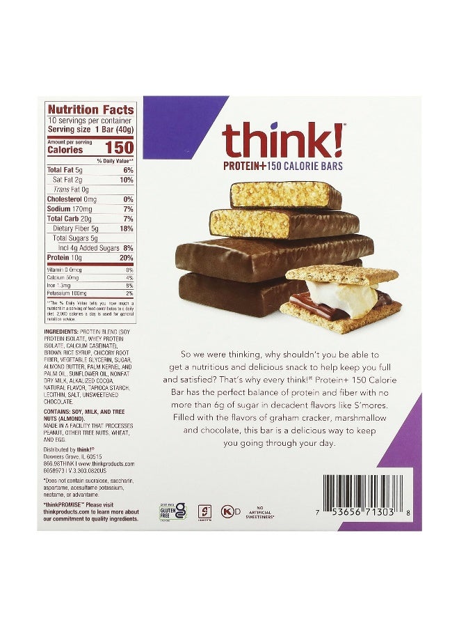 think! Think !, Protein+ 150 Calorie Bars, S'mores, 10 Bars, 1.41 oz (40 g) Each (Packaging may vary) - Image 2