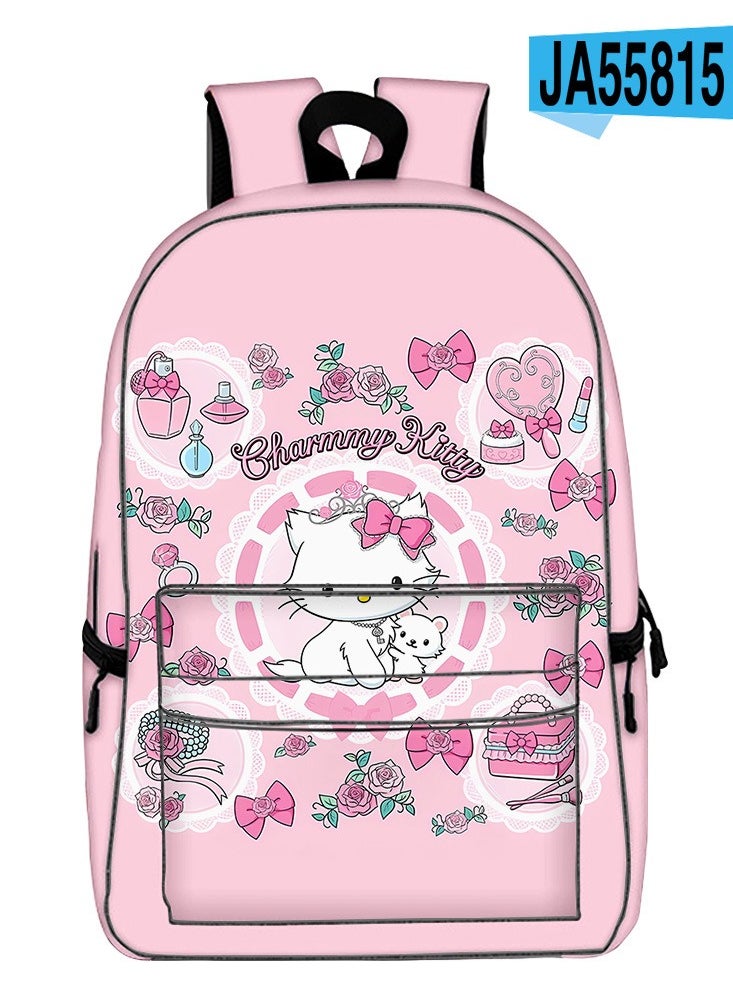 Hello Kitty - 【 School Season 】Hello Kitty Kids Cute Backpack Student Large Capacity Schoolbag 14 Inch Laptop Bag Travel Bag Leisure Bag General College Bag - Image 1