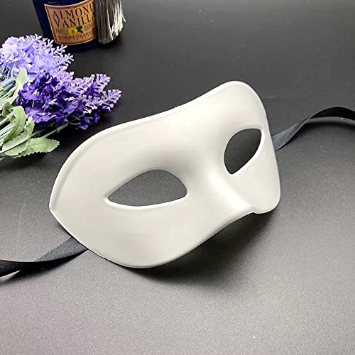 Liatunou Men's Masquerade Mask Half Face Mask for Ball Proms and Halloween (White) - Image 1