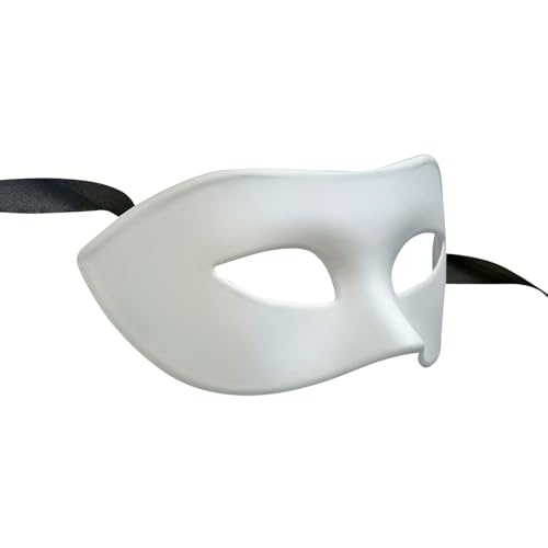 Liatunou Men's Masquerade Mask Half Face Mask for Ball Proms and Halloween (White) - Image 2