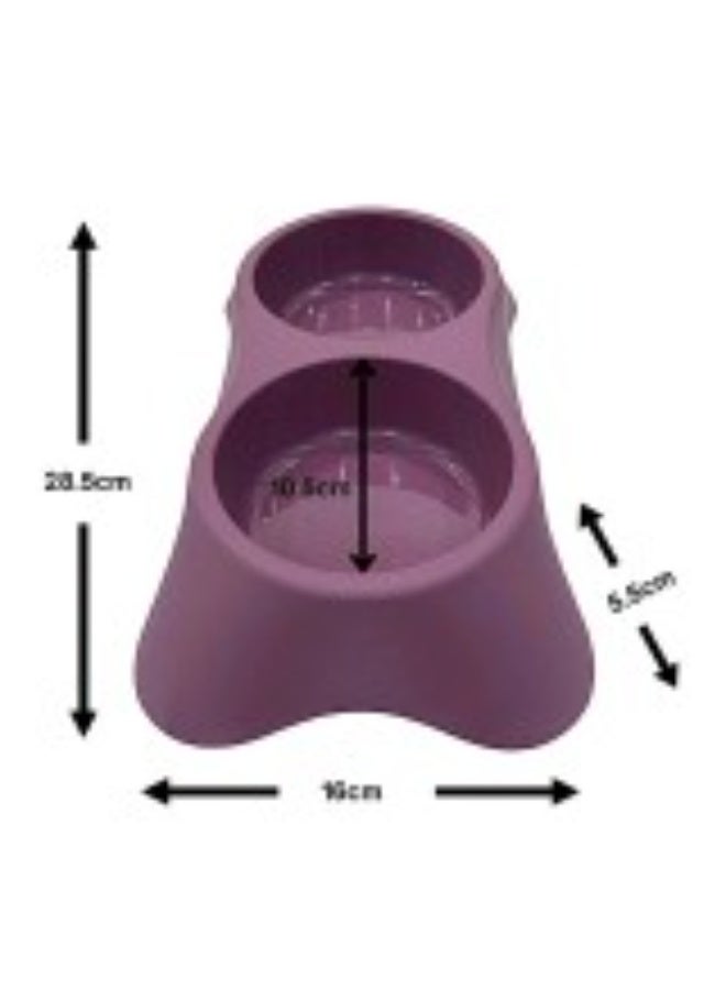 CozyPaws Cozy Paws Dual Pet Feeding Bowl – Plastic Twin Food & Water Dish for Cats and Dogs – Durable, Lightweight & Easy to Clean – Purple (28.5 x 16 x 5.5 cm) - Image 2