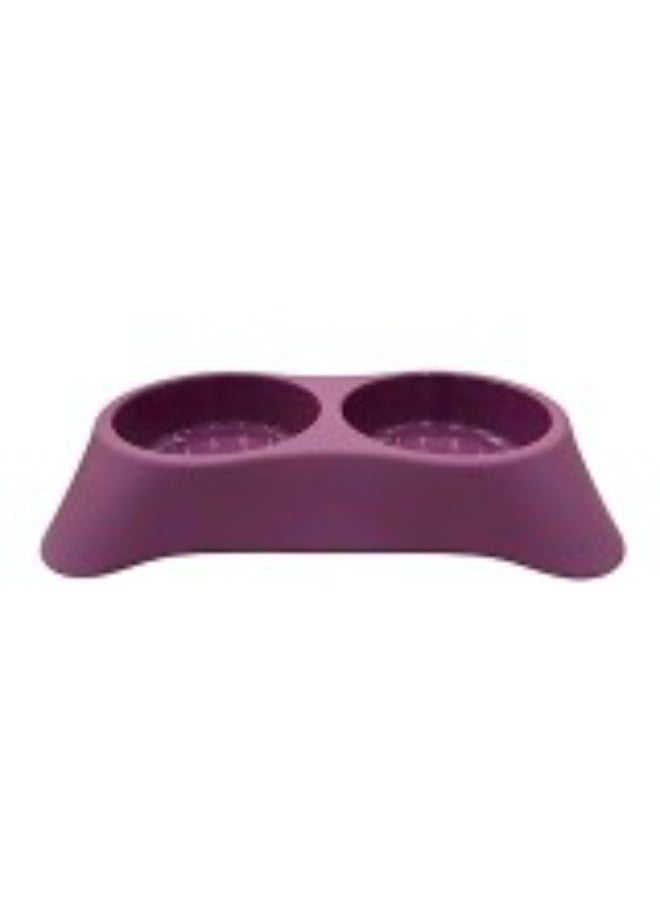 CozyPaws Cozy Paws Dual Pet Feeding Bowl – Plastic Twin Food & Water Dish for Cats and Dogs – Durable, Lightweight & Easy to Clean – Purple (28.5 x 16 x 5.5 cm) - Image 1