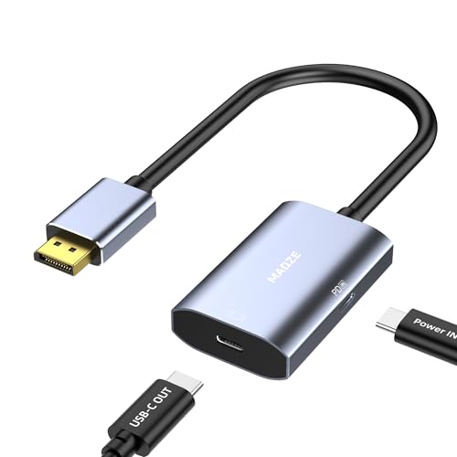 Maqze 8K@30Hz / 4K@144Hz Displayport to USB-C Adapter with PD 65W Charging, Graphene Cable Display Port Male to Type-C Female for USBC Monitor, Compatible for MacBook Pro/Air, iMac - Image 1