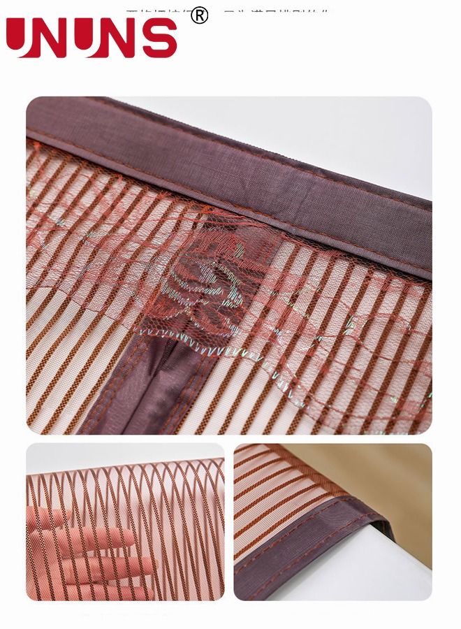 UNUNS Magnetic Fly Screen Door,Heavy-Duty Anti Mosquito Mesh No Gap With Hooks,Self-Closing Privacy Screen Door Hands Free For Patio,Kitchen,Bedroom,Air Conditioner Room,100x220cm Brown - Image 3
