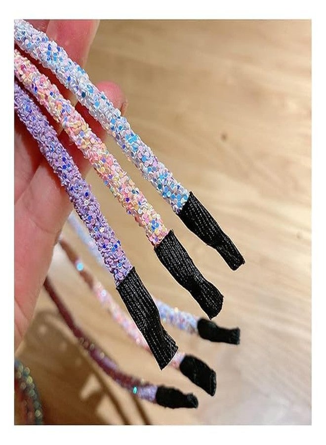 Truvic Glitter Hair Sparkle Skinny Headband Multicolor HairBand Stylish Hair Accessories for Baby Girls (Pack of 6) - Image 4