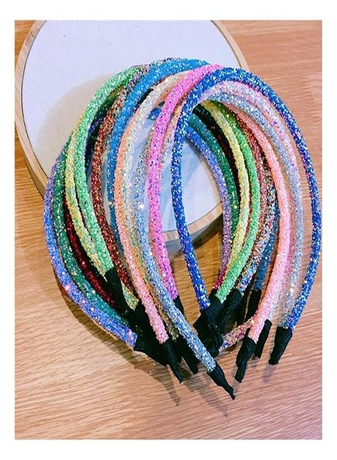 Truvic Glitter Hair Sparkle Skinny Headband Multicolor HairBand Stylish Hair Accessories for Baby Girls (Pack of 6) - Image 5
