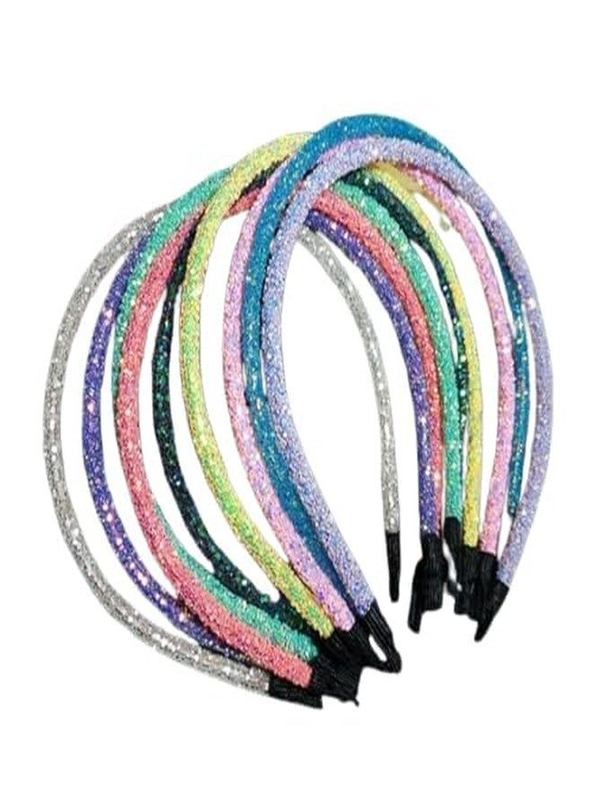 Truvic Glitter Hair Sparkle Skinny Headband Multicolor HairBand Stylish Hair Accessories for Baby Girls (Pack of 6) - Image 1