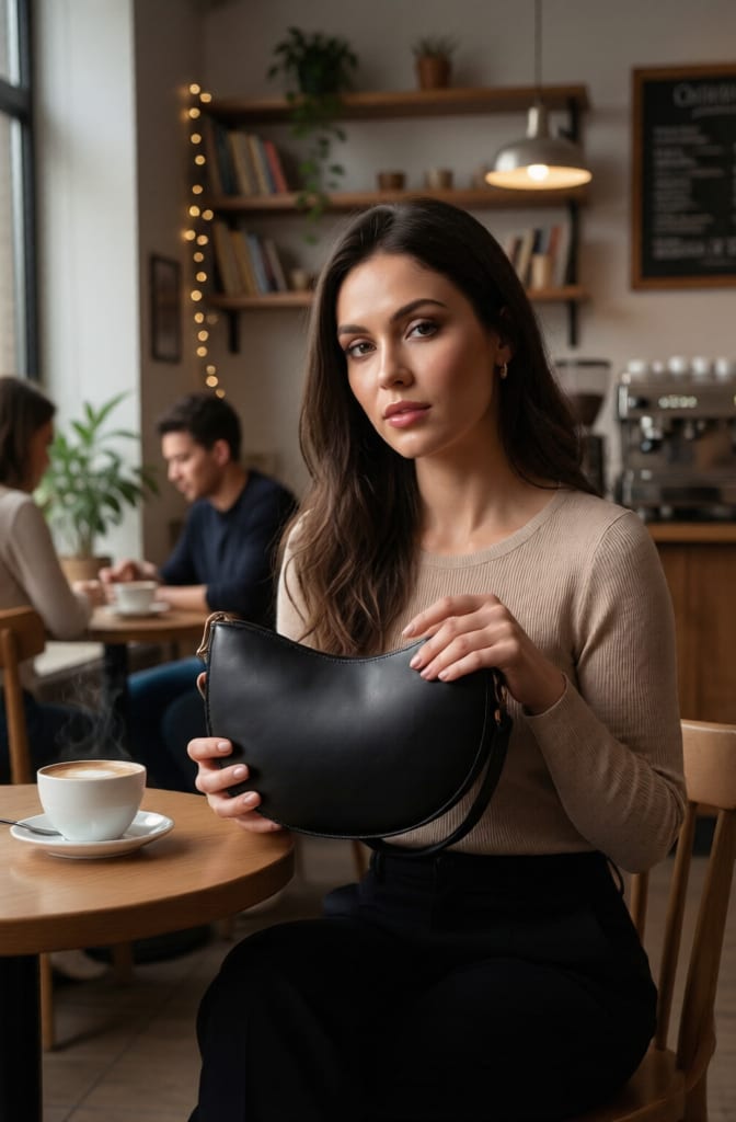 A stylish black shoulder bag with a modern and comfortable half-moon design, perfect for everyday outings and formal occasions. - Image 3