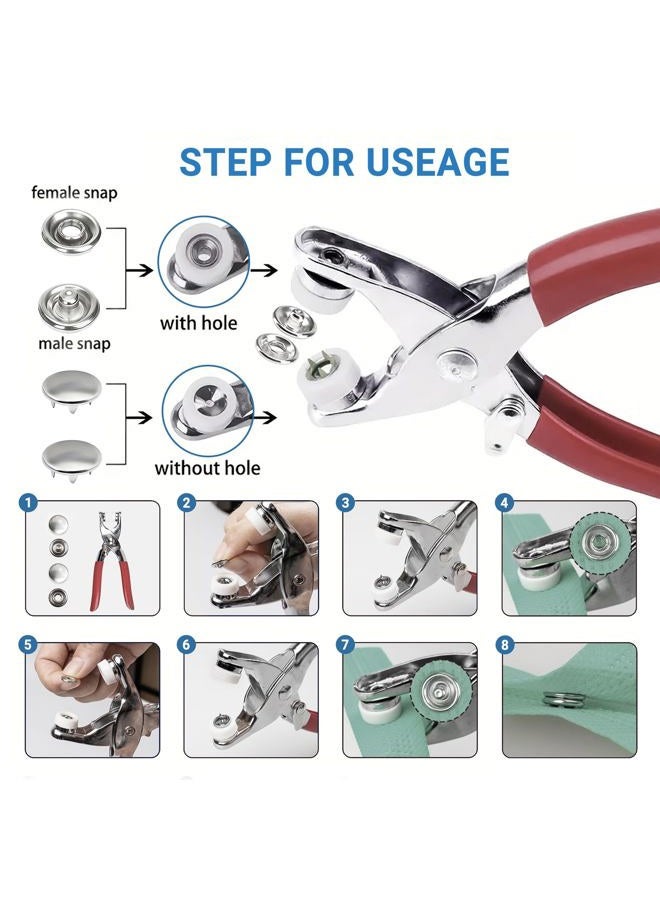 Forimaluence 150 Sets Metal Snap Buttons with Pliers, 600 PCS Multicolor Mixing Hollow Sewing Snap Fasteners for DIY Crafting Clothing (9.5mm) - Image 3