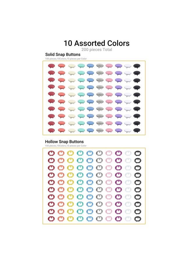 Forimaluence 150 Sets Metal Snap Buttons with Pliers, 600 PCS Multicolor Mixing Hollow Sewing Snap Fasteners for DIY Crafting Clothing (9.5mm) - Image 2