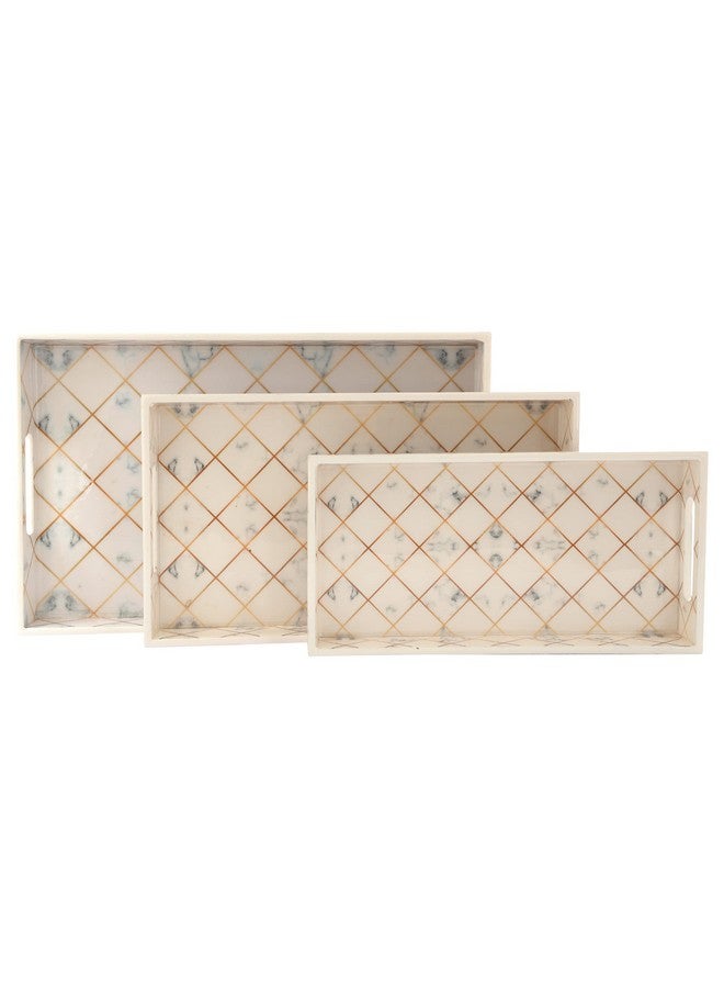 Tranquil Square Modern Style Durable Design Wooden Serving Tray Set of 3 - Image 2