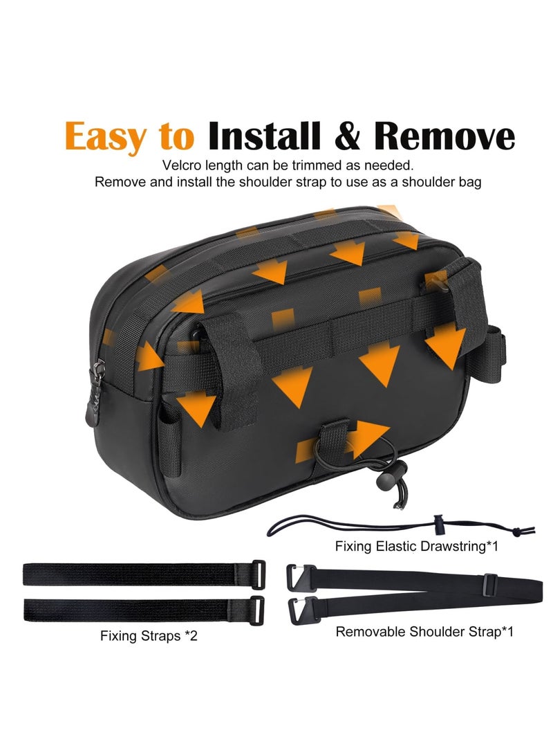 SYOSI Bike Handlebar Bag, EVA Waterproof Bicycle Front Frame Storage Bag, 3.2L Multi-Purpose Bike Pouch, Easy to Install & Remove, for E-Bikes, Scooters, and Motorcycles (Black) - Image 5