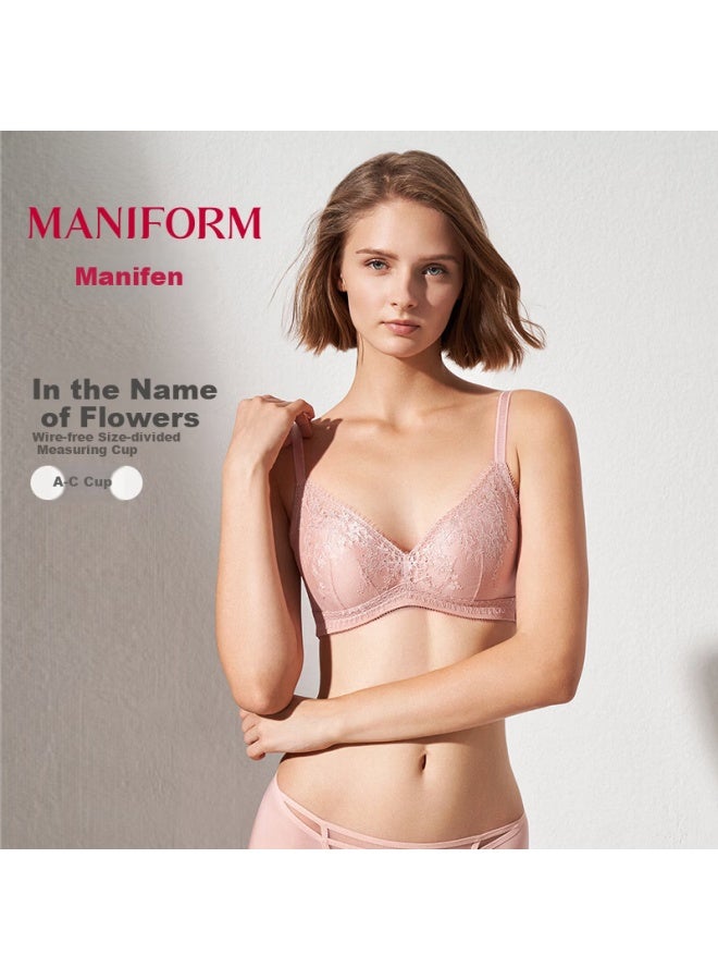 Manifen "in The Name Of Flowers Romantic Lingerie" Women's Thin Breathable Lace Premium Push-up Small Bust Enhancing Bra