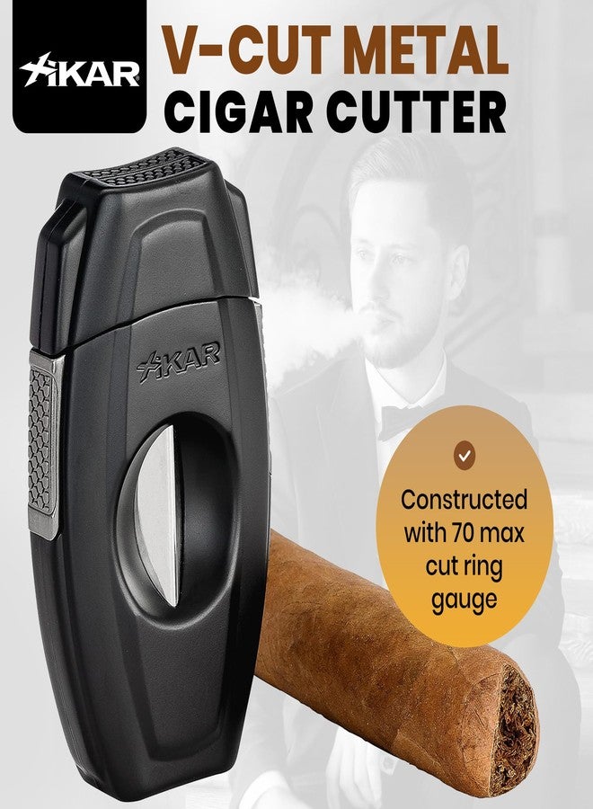 شيكار قاطعة سيجار Xikar VX2 سوداء اللون، ذات تصميم V-Cut، بشفرات من الفولاذ المقاوم للصدأ وقفل آمن، تقص السيجار حتى قطر 70 حلقة | قاطعة سيجار ذات وعاء زنبركي، ذات تصميم V-Cut عميق، تتسع لسيجار بقطر 64 حلقة | إكسسوارات سيجار لعشاق السيجار - Image 2