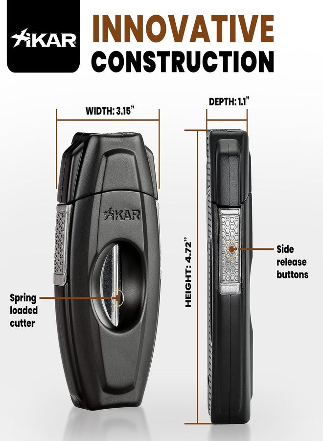 شيكار قاطعة سيجار Xikar VX2 سوداء اللون، ذات تصميم V-Cut، بشفرات من الفولاذ المقاوم للصدأ وقفل آمن، تقص السيجار حتى قطر 70 حلقة | قاطعة سيجار ذات وعاء زنبركي، ذات تصميم V-Cut عميق، تتسع لسيجار بقطر 64 حلقة | إكسسوارات سيجار لعشاق السيجار - Image 5