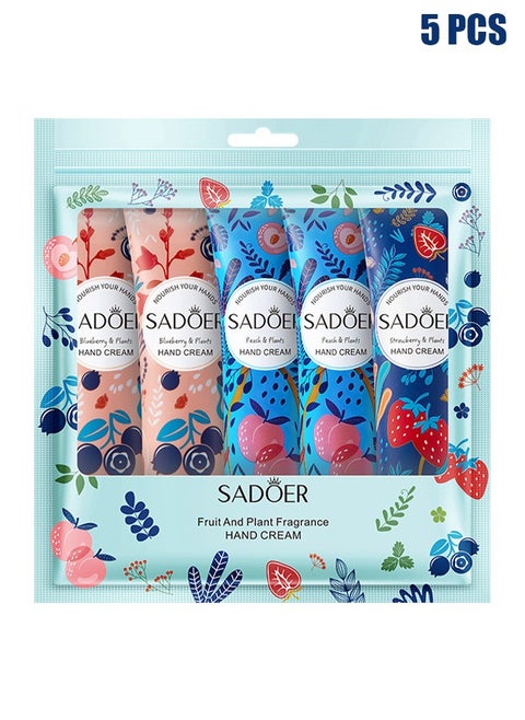 5 Pcs Fruits Fragrance Hand Cream, Moisturizing Hand Care Cream Mother's Day Gift Set With Shea Butter Natural Aloe and Vitamin E For Men And Women-30ml (strawberry - peach - blueberry)