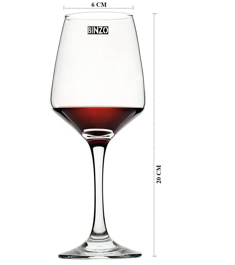BINZO Glass Wine Glasses Set of 6 360 ml Perfect for Red Wines White Wines Premium Glassware - Image 2