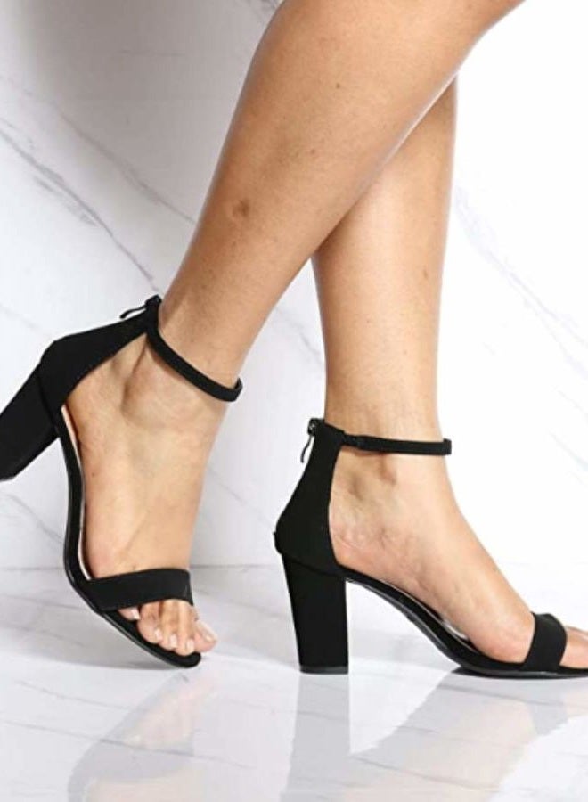 Top Moda Over the Toe Strap Ankle Wrap Strap Heel Open Toe Medium Heel, Black, 10 - Image 3