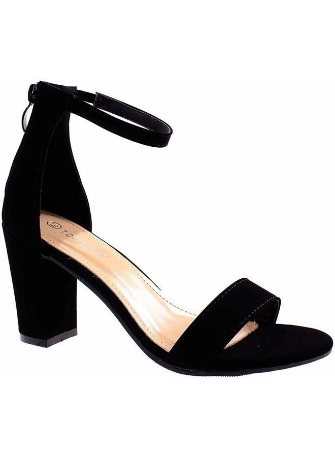 Top Moda Over the Toe Strap Ankle Wrap Strap Heel Open Toe Medium Heel, Black, 10 - Image 5