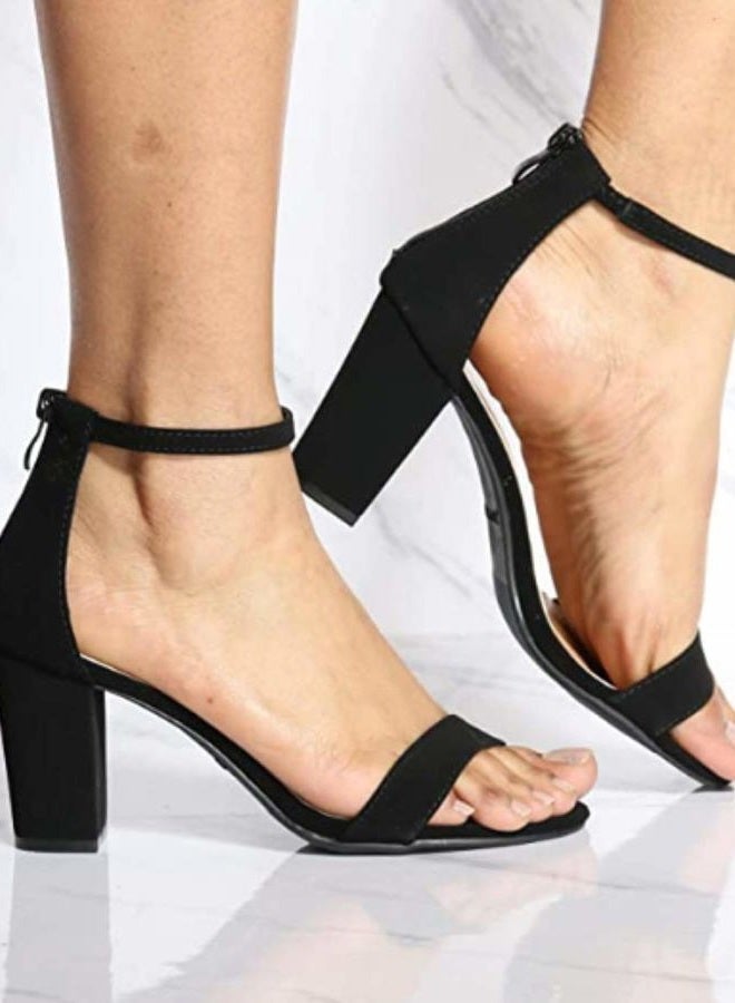 Top Moda Over the Toe Strap Ankle Wrap Strap Heel Open Toe Medium Heel, Black, 10 - Image 2