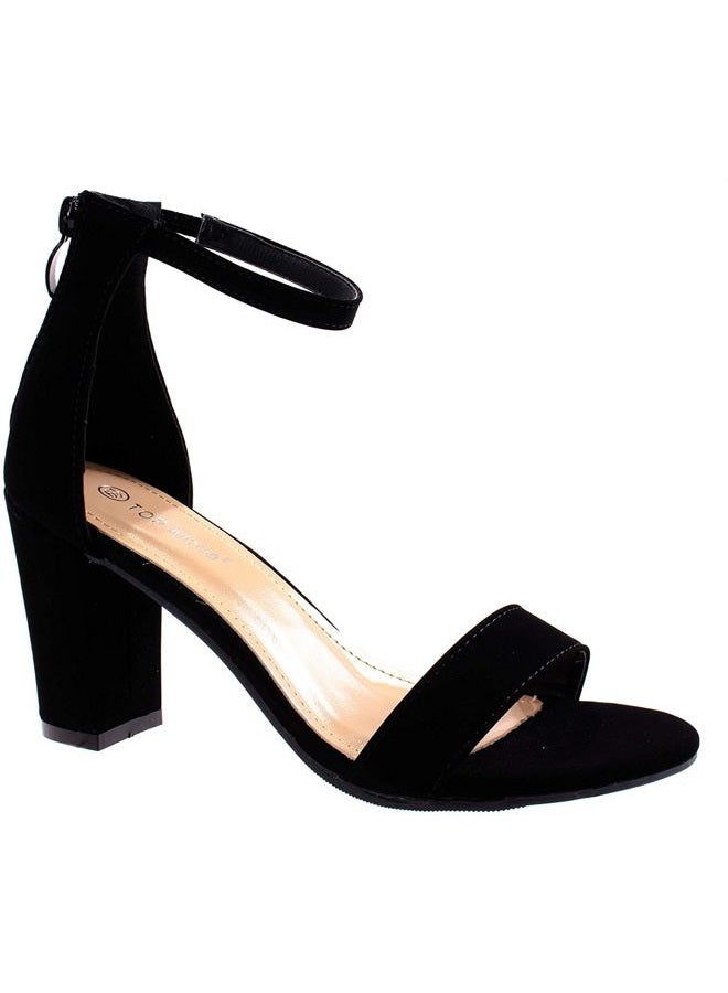 Top Moda Over the Toe Strap Ankle Wrap Strap Heel Open Toe Medium Heel, Black, 10 - Image 1