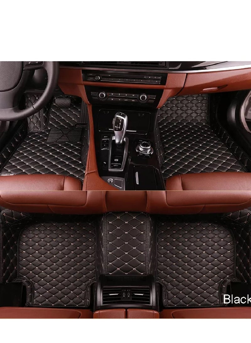 Generic Universal Floor Mat for Car Premium & High Quality Rexine Black - 5 Pcs Set - Image 1