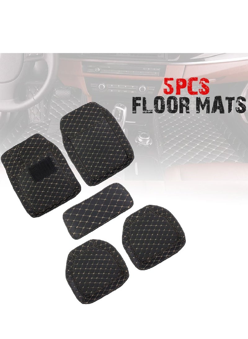 Generic Universal Floor Mat for Car Premium & High Quality Rexine Black - 5 Pcs Set - Image 2