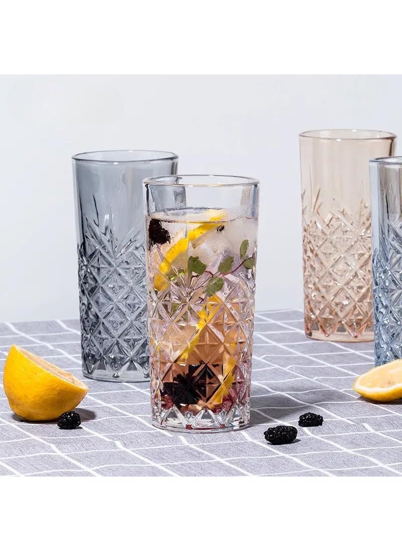 BLISS START BLISS START Cut Glass Drinking Glasses Elegant Highball Glasses for Kitchen Restaurant Crystal Glassware for Cocktail Milk Juice Iced Water350 MLPack of 3  - Image 1