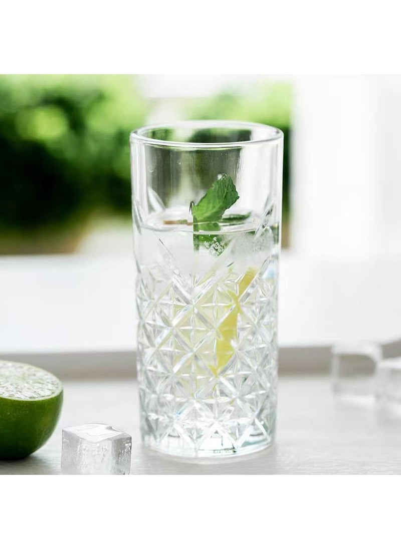 BLISS START BLISS START Cut Glass Drinking Glasses Elegant Highball Glasses for Kitchen Restaurant Crystal Glassware for Cocktail Milk Juice Iced Water350 MLPack of 3  - Image 2