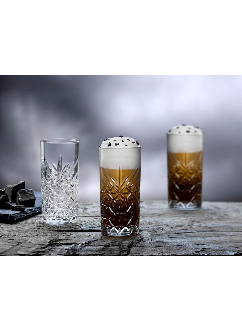 BLISS START BLISS START Cut Glass Drinking Glasses Elegant Highball Glasses for Kitchen Restaurant Crystal Glassware for Cocktail Milk Juice Iced Water350 MLPack of 3  - Image 4