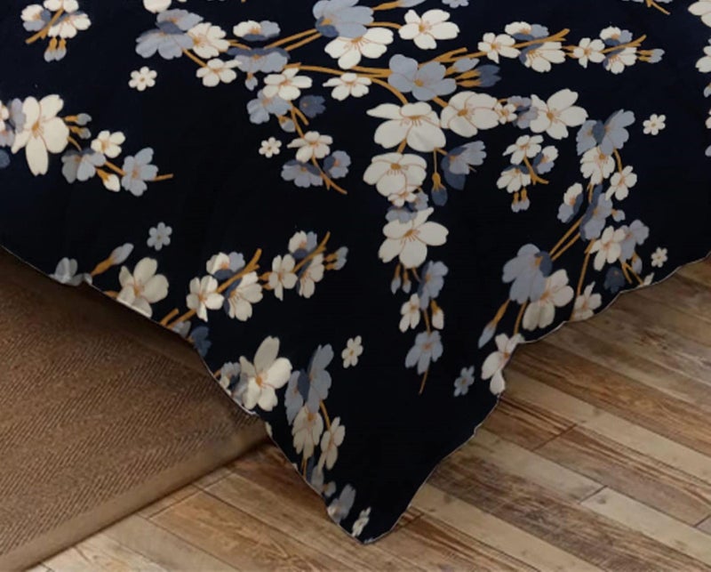 Temoli® Warm Quilt Cover Double Bed with Zipper, Duvet Cover Double Bed Soft Flannel (92x102) Inches. (Flower Blue) - Image 2