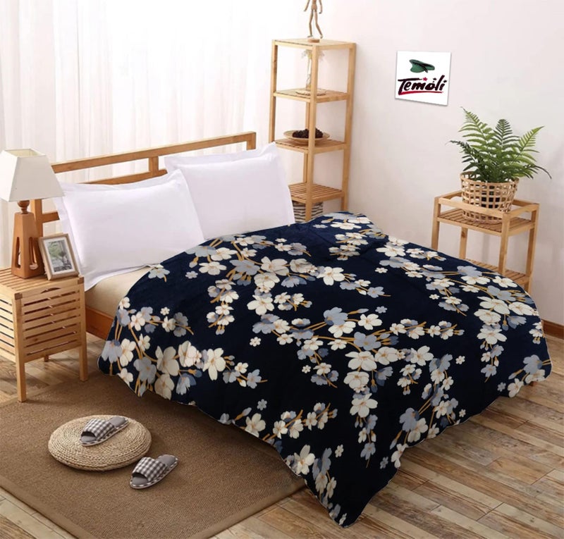 Temoli® Warm Quilt Cover Double Bed with Zipper, Duvet Cover Double Bed Soft Flannel (92x102) Inches. (Flower Blue) - Image 4