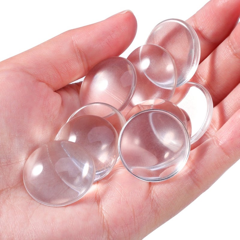 HAUTOCO 60 Pieces Glass Dome Cabochons Clear Round Cabochons Tiles, Non-calibrated Round 1 inch/25mm for Cameo Pendants Photo Jewelry Necklaces - Image 2