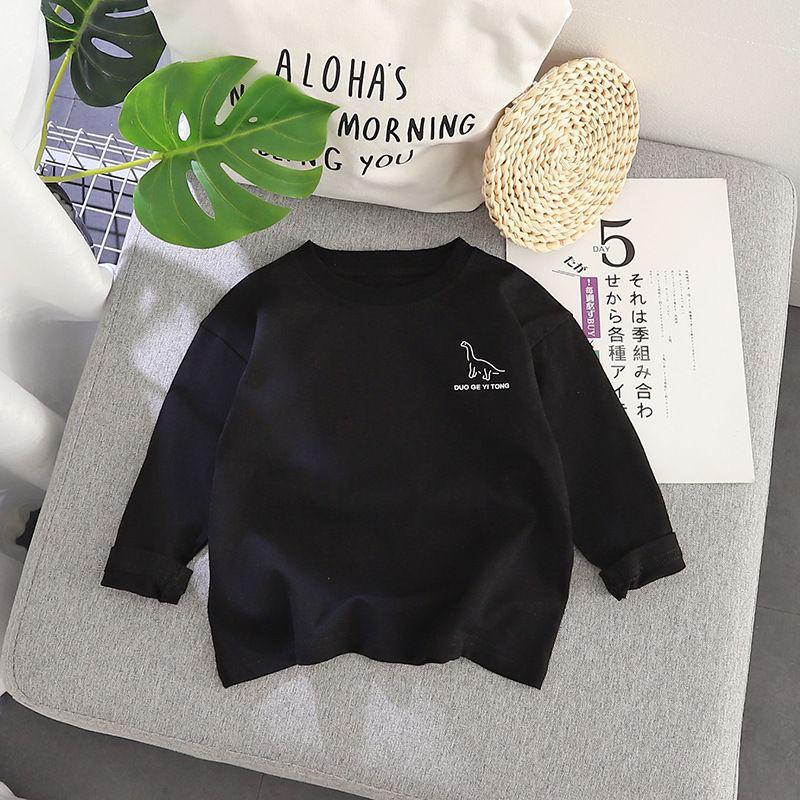 Boys and Girls Long Sleeve T-Shirt 2024 Spring and Autumn Baby Dinosaur Base Shirt T-Shirt Children's Crewneck Pullover Pure Cotton Top - Image 5