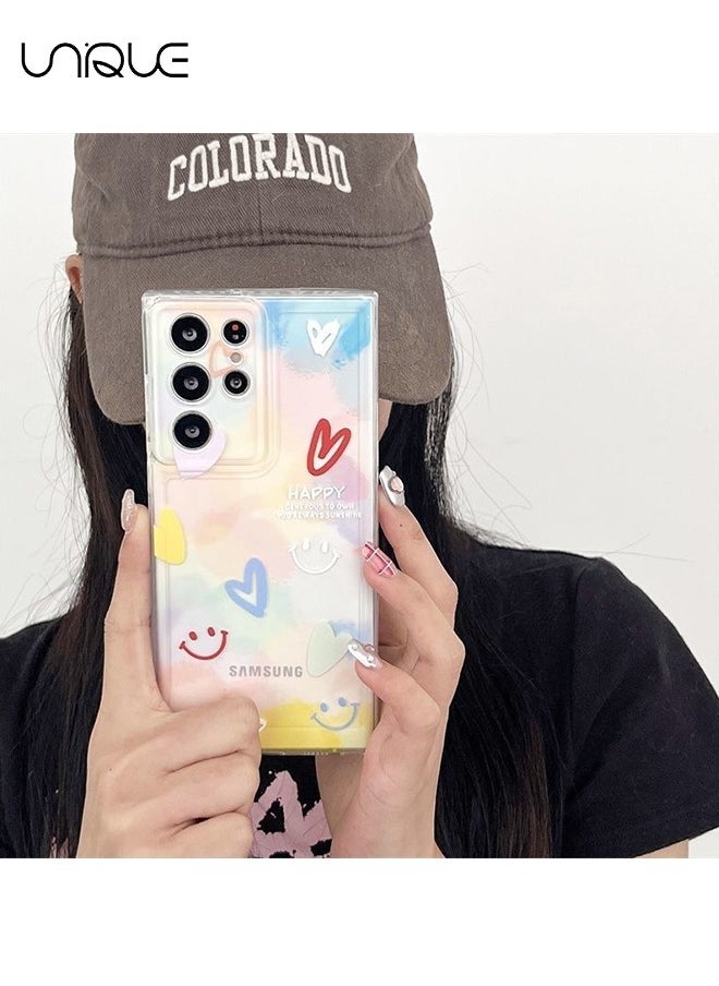 Compatible with Samsung Galaxy S24 Ultra Cases, Smiley Pattern Cases, Peach Heart Cases, Gradient Cases, TPU Slim Shockproof Cases