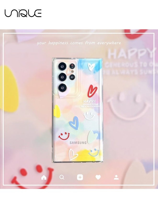 Compatible with Samsung Galaxy S24 Ultra Cases, Smiley Pattern Cases, Peach Heart Cases, Gradient Cases, TPU Slim Shockproof Cases