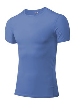 Men Quick Dry Breathable Elastic T-Shirt Blue