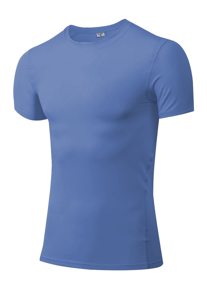 Loquat Men Quick Dry Breathable Elastic T-Shirt Blue  - Image 1