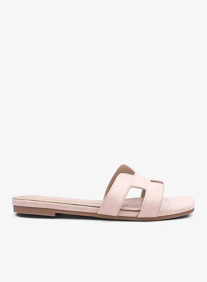 أيقون صندل نسائي مسطح سهل الارتداء من جلد السويد