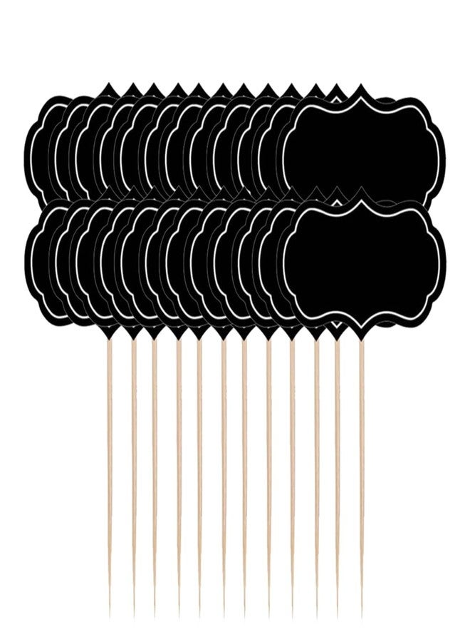 EYAKEG 24 Pieces Cheese Markers for Charcuterie Board Buffet Labels Food Tags Blank Toothpick Flags Appetizer Signs Chalkboard Cupcake Toppers Picks for Wedding Birthday Party Decorations - Image 1