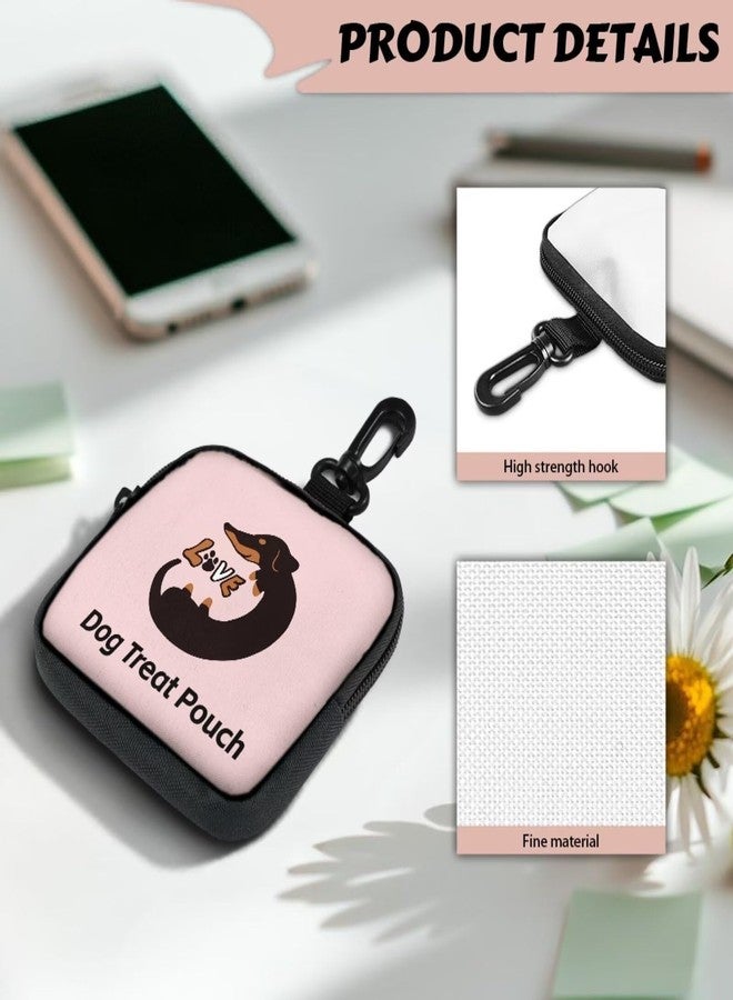 Fonplted Pink Dog Treat Pouch for Pet Walking and Training Dog Food Bags Small Fanny Zipper Pack Holder for Puppy Snack Dispenser Kit for Outdoor Use - Image 3