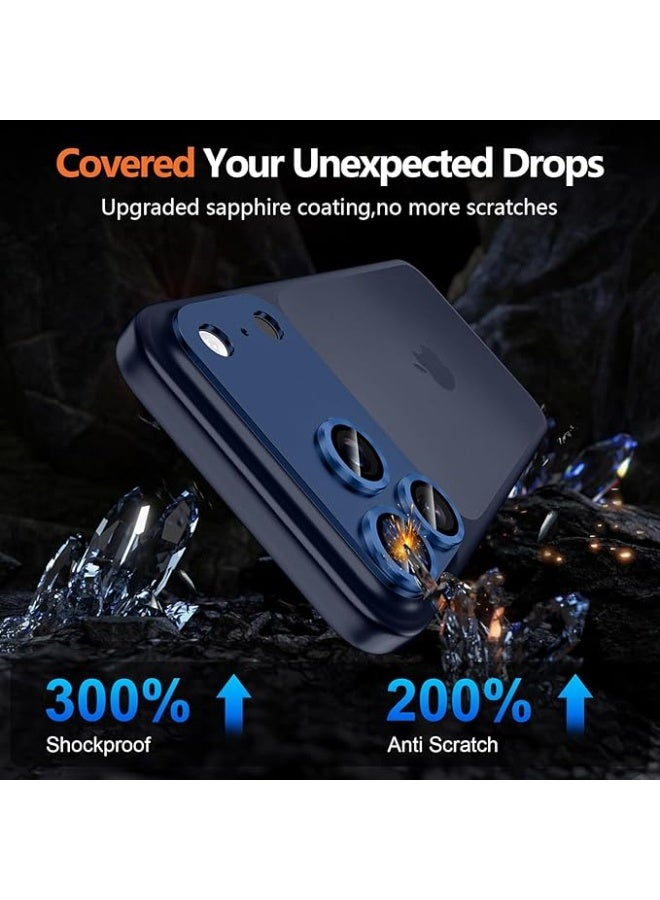 متوافق مع iPhone 17 Pro Max واقي عدسة الكاميرا عبوة من 1 غطاء معدني من سبيكة الألومنيوم مع زجاج مقسى عالي الدقة، نمط كاميرا احترافي، مقاوم للكسر، مقاوم للخدوش، متوافق مع الحافظة باللون  ازرق - Image 2